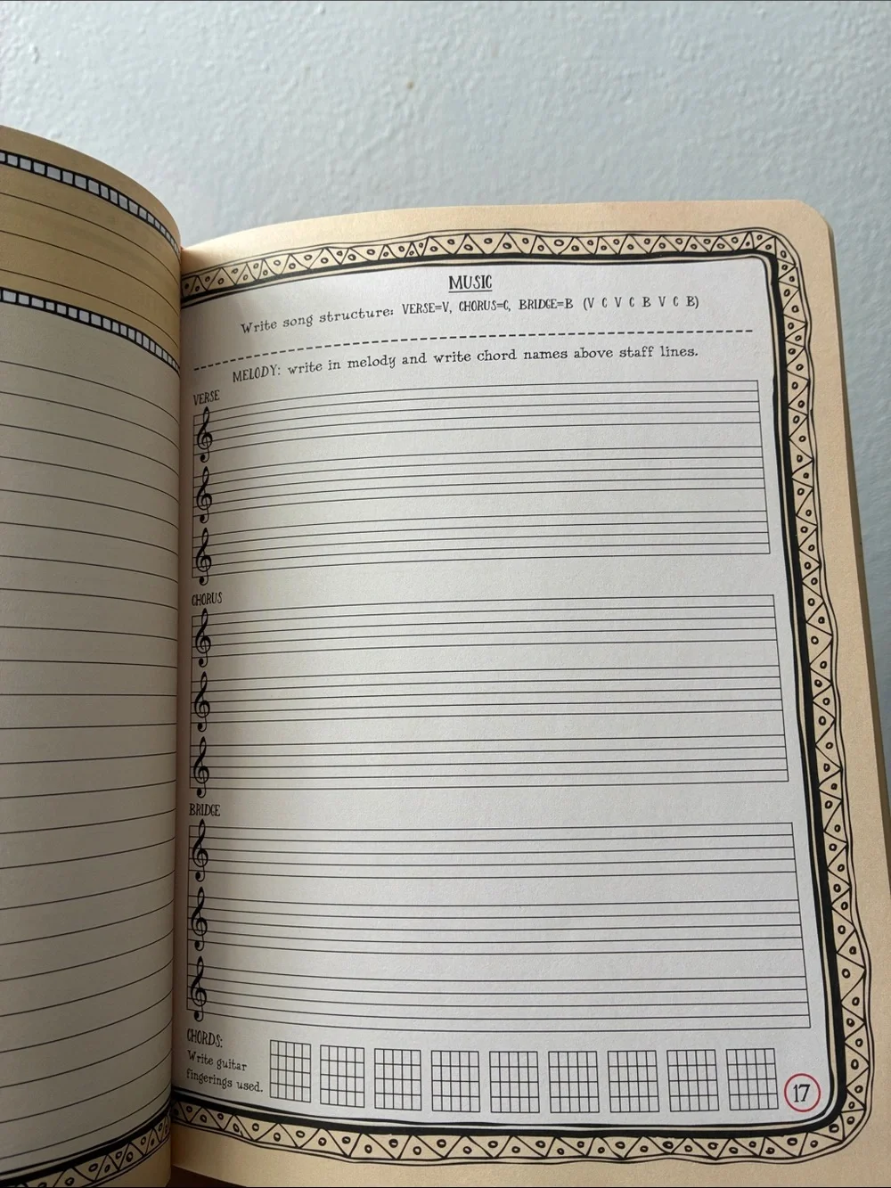Red Songwriter’s Journal with Elastic Closure Folk Art Music Guide Education
